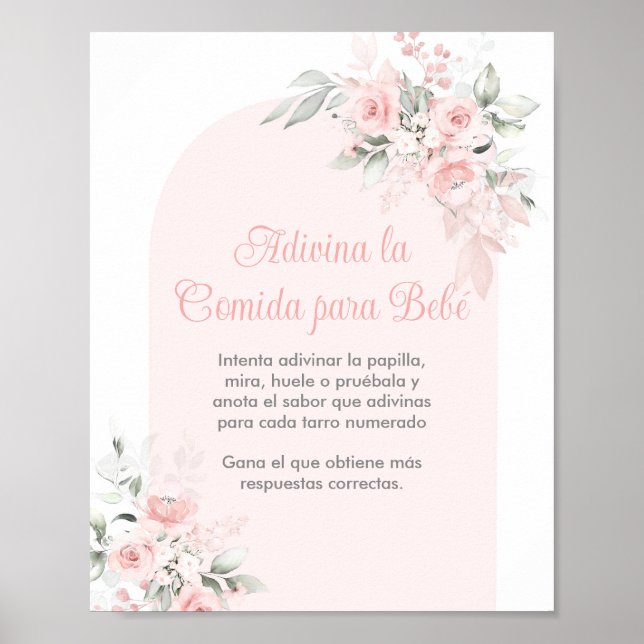 Poster Adivina la comida para Bebé Baby shower Girl (Devant)