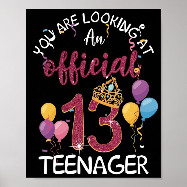 Poster Adolescent officiel 13e anniversaire fille 13 ans (Devant)