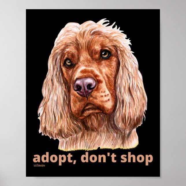 Poster ADOPTER, NE PAS SHOP (Anglais Cocker Spaniel) (Devant)