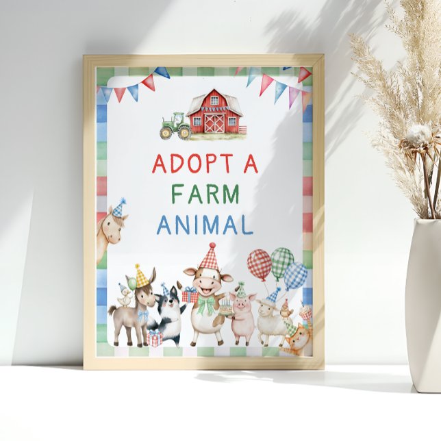Poster Adopter un animal de ferme Barnyard Anniversaire (Créateur téléchargé)