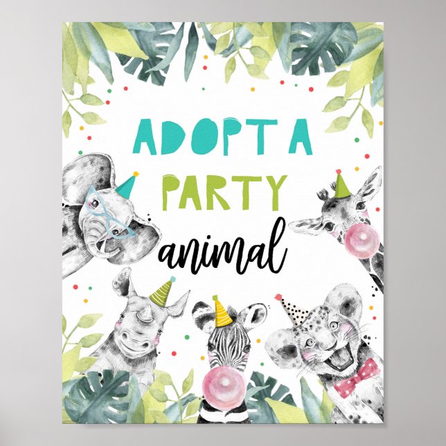 Poster Adopter un animal Safari Animaux Panneau de la tab (Devant)