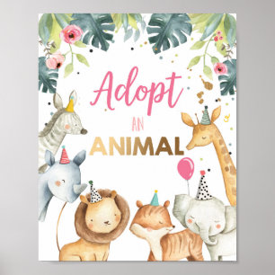 Poster Adopter un animal Safari Animaux Panneau de la tab