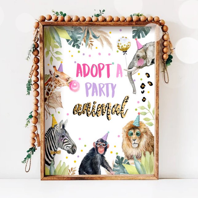 Poster Adopter un animal Safari Animaux Panneau de la tab (Créateur téléchargé)