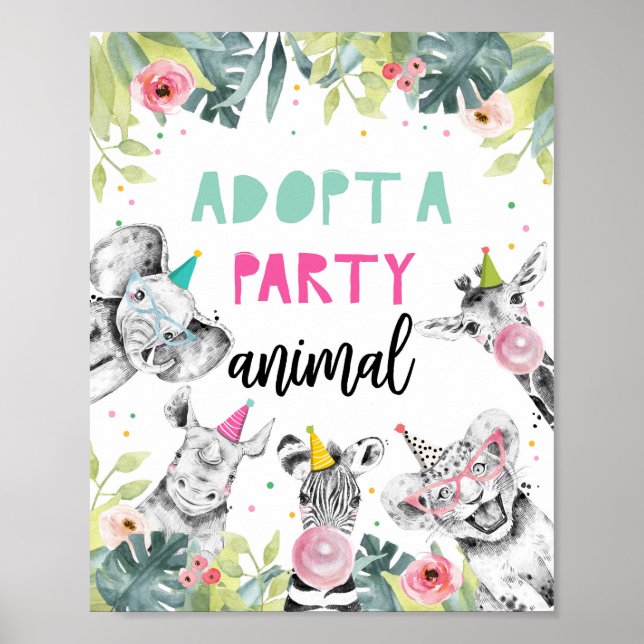 Poster Adopter un animal Safari Animaux Panneau de la tab (Devant)
