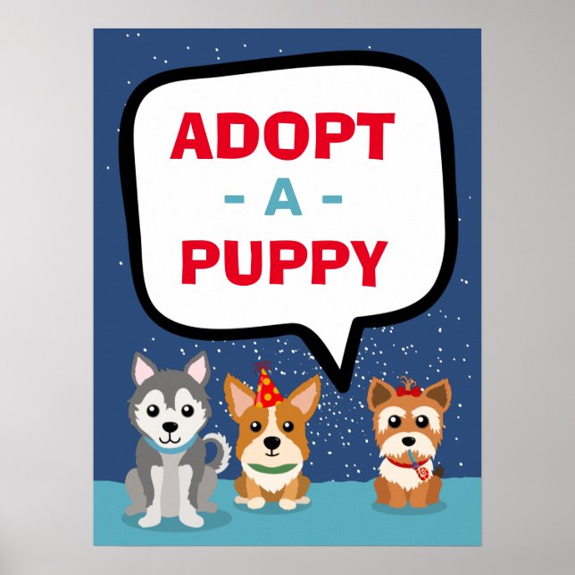 Poster Adopter un chien chiot sur le thème de la signalis (Devant)