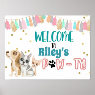 Poster Adopter un chiot, Pawty, Puppy party, Enfants part