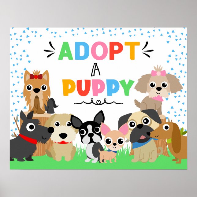 Poster Adopter Un Chiot Pet Adoption Party Signer (Devant)