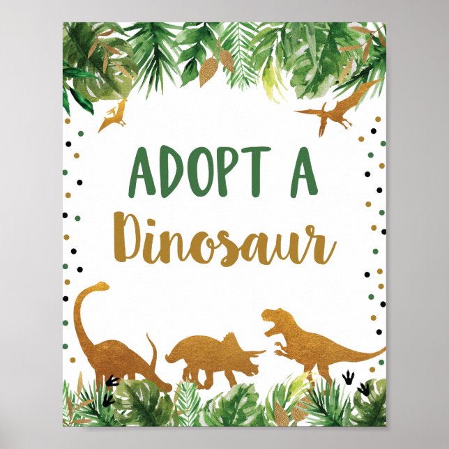 Poster Adopter Un Panneau De Table D'Anniversaire Dinosau (Devant)
