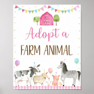 Poster Adopter un signe d'anniversaire d'animal de ferme