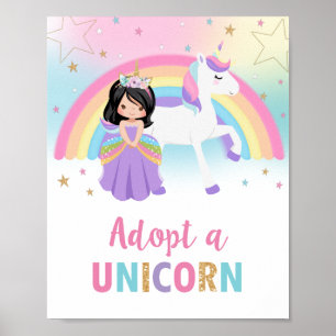 Poster Adopter un signe Unicorne Jeu d'activité de fête d