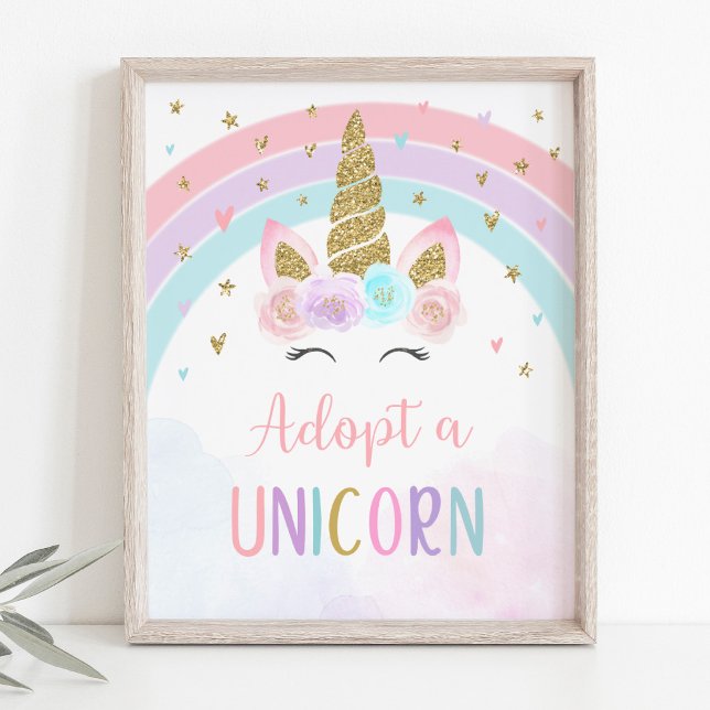 Poster Adopter Un Symbole De Fête D'Anniversaire Unicorn (Créateur téléchargé)