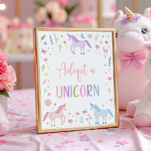 Poster Adopter Un Symbole Floral Unicorn Anniversaire