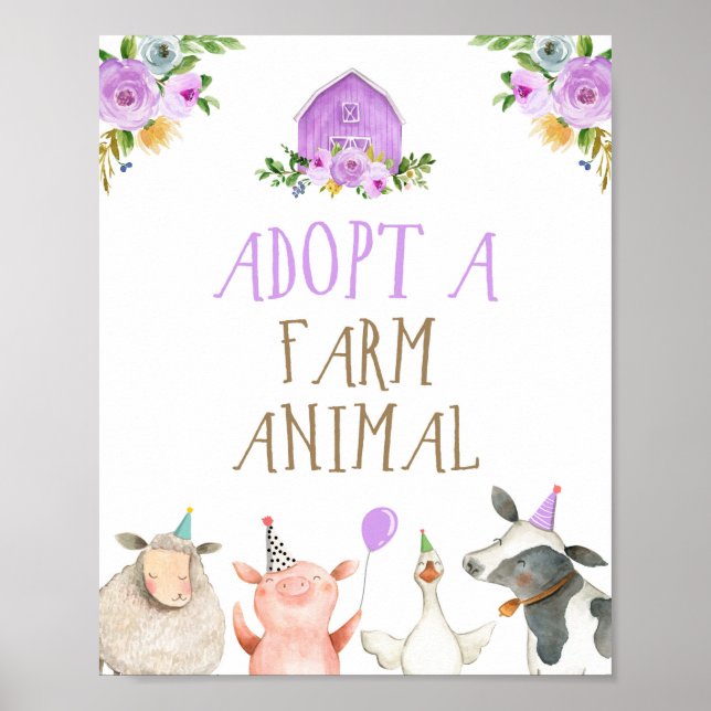 Poster Adopter une ferme animale Animaux Grange Fille Ann (Devant)