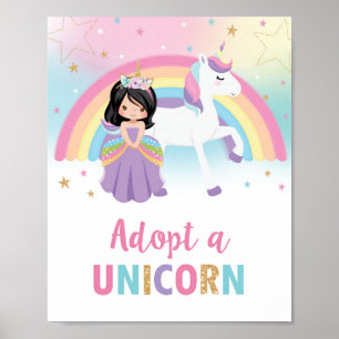 Poster Adopter une princesse Unicorn et un signe d'annive