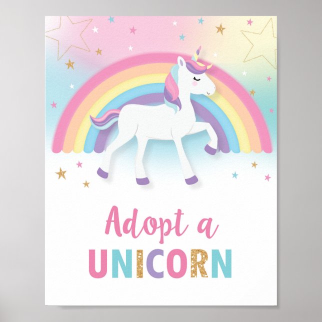 Poster Adopter une Unicorn Anniversaire du Jeu d'Activité (Devant)