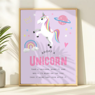 Poster Adoptez une licorne - Station d'adoption pour l'an