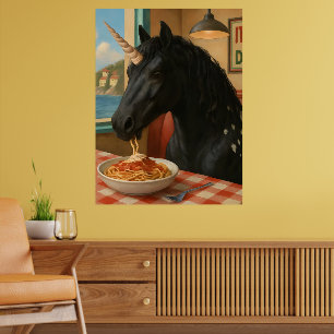 Poster Adorable Appaloosa Unicorne Manger Pâtes