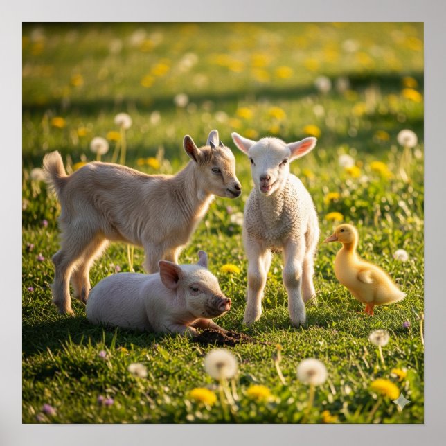 Poster Adorable Baby Farm Animaux (Devant)