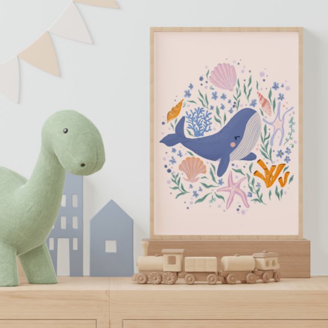 Poster Adorable baleine et vie marine (Créateur téléchargé)