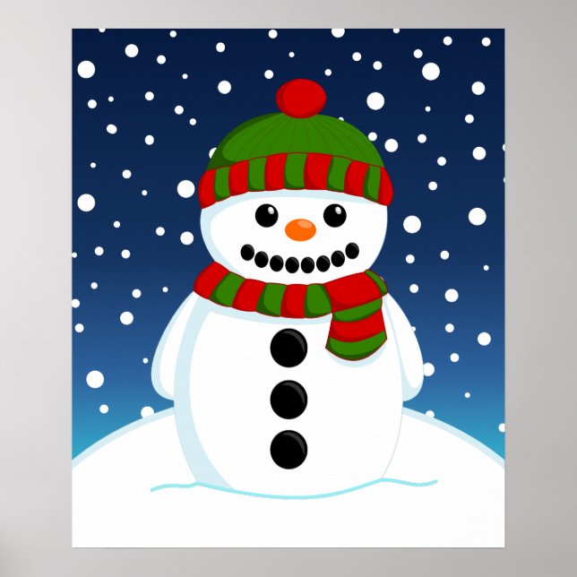 Poster Adorable bonhomme de neige de Noël (Devant)
