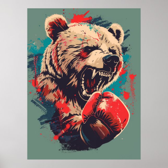 Poster Adorable Boxing Bear 1 T-shirt Design - Vector Art (Devant)