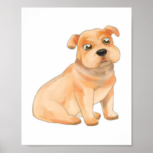 Poster Adorable Bulldog Wall Art   Cadeau du propriétaire