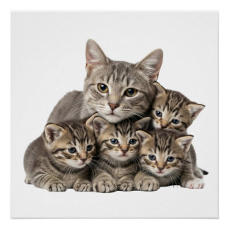 Poster "Adorable Cat Family Cuddle"
