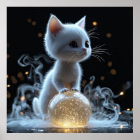Adorable Chaton Blanc avec Lueur Mystique