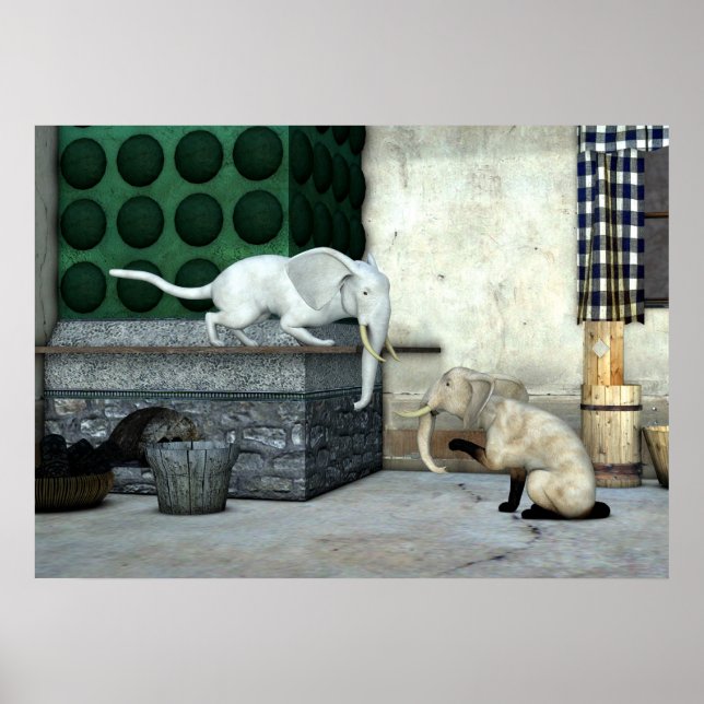 Poster adorable chats éléphants (Devant)