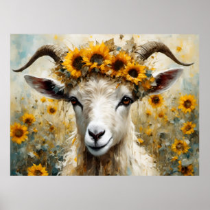 Poster Adorable chèvre Angora dans les champs de tourneso