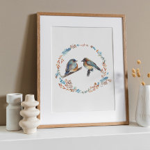 Adorable Eastern Bluebird Couple Art Imprimer