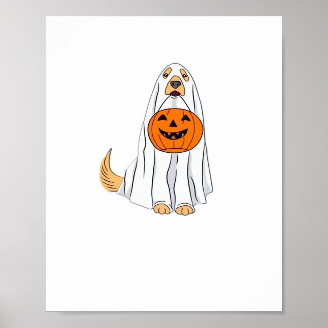 Poster Adorable Éffrayant Golden Retriever Ghost Classic  (Devant)