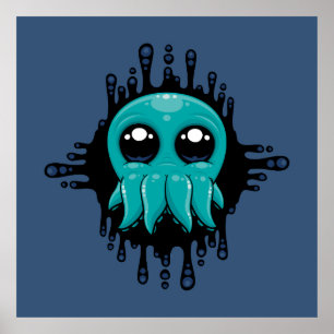 Poster Adorable Enky Baby Octopus Friend