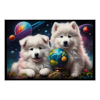 Adorable Fluffy Samoyé Puppies, Paix sur Terre