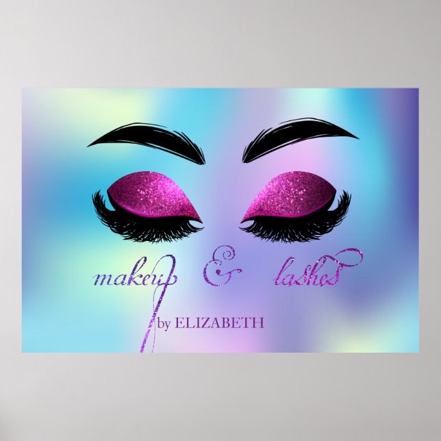 Poster Adorable Glitterie Faux Lashes, Holographique (Devant)