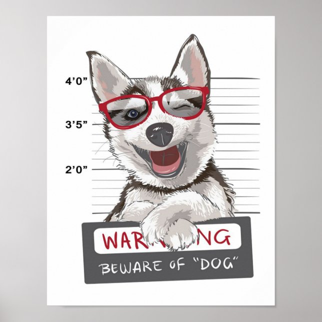 Poster adorable Happy husky (Devant)