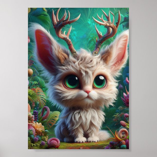 Poster Adorable Jackalope Fluffy (Devant)