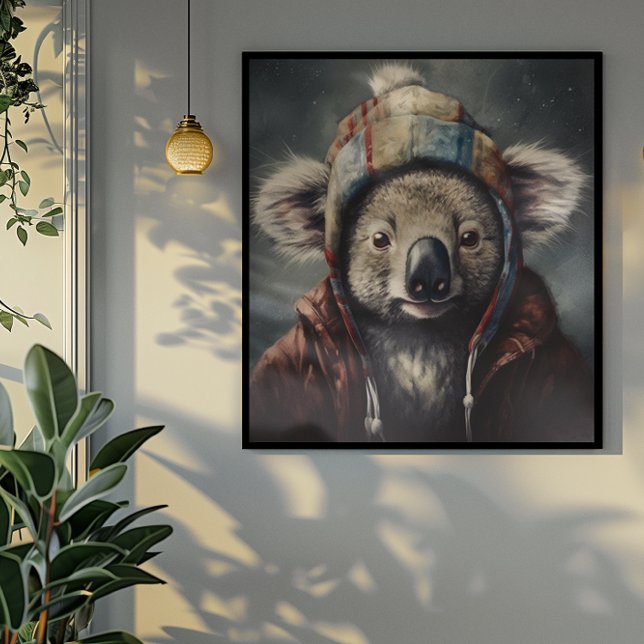 Poster Adorable koala portant mignon casquette d'hiver (Créateur téléchargé)