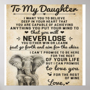 Poster Adorable Letter To Daughter Lovely Gift