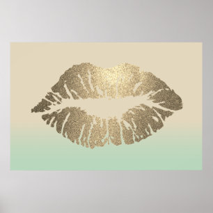 Poster Adorable Lèvres Brillantes, Baiser