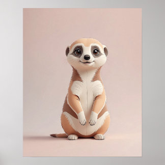 Poster Adorable Meerkat - Cute Safari Animal Nursery Wall