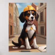 Adorable ouvrier de construction Chien Cute Chiot 