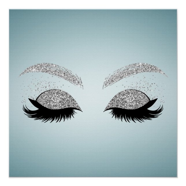 Poster Adorable Parties scintillant Argent Faux Lashes, M (Devant)