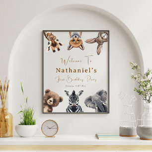 Poster Adorable Safari Animaux Anniversaire signe de bien