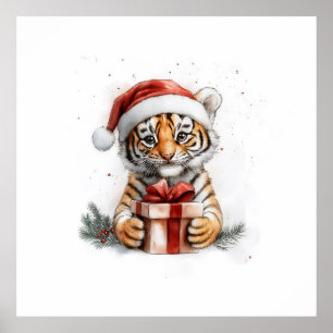 Poster adorable série de Noël animal Baby Tiger