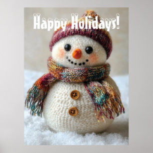 Poster Adorable Snowman en laine avec Casquette et concep