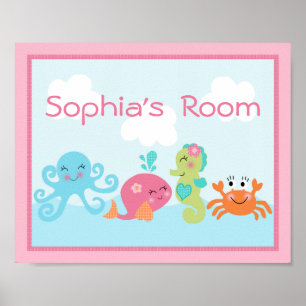 Poster Adorable sous la mer rose/fille Poster/Imprimer