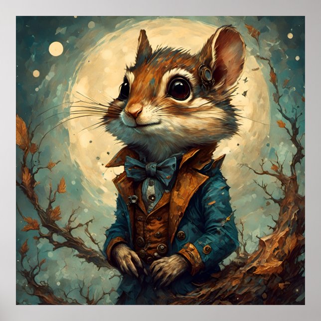 Poster Adorable Steampunk Chipmunk (Devant)