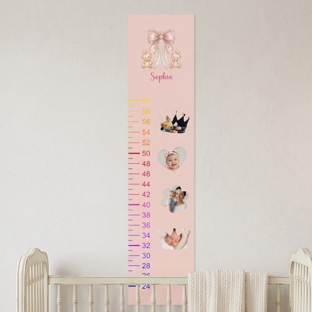 Poster Adorable Teddy Bear Growth Chart with 4 Photos (Créateur téléchargé)