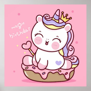Poster Adorable Unicorn Anniversaire
